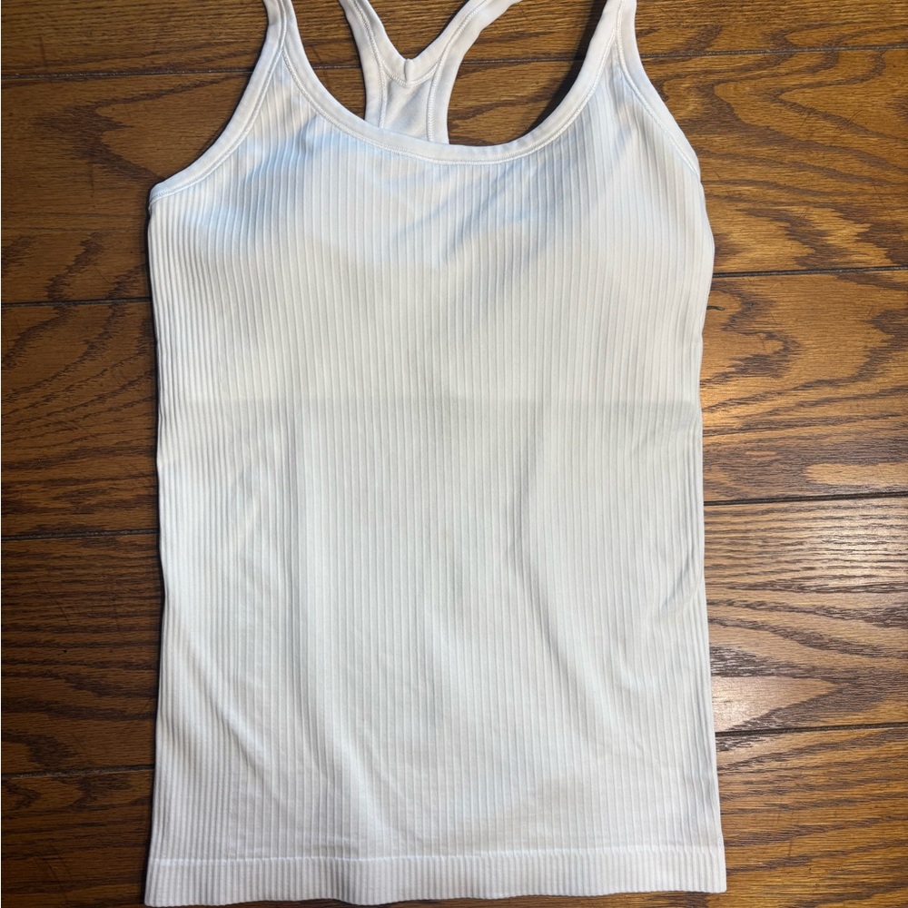 White Ribbed Tank Top